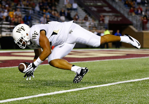 WF LB Brandon Chubb recovers a blocked punt (Photo Courtesy of Jared Wickerham/Getty Images North America)